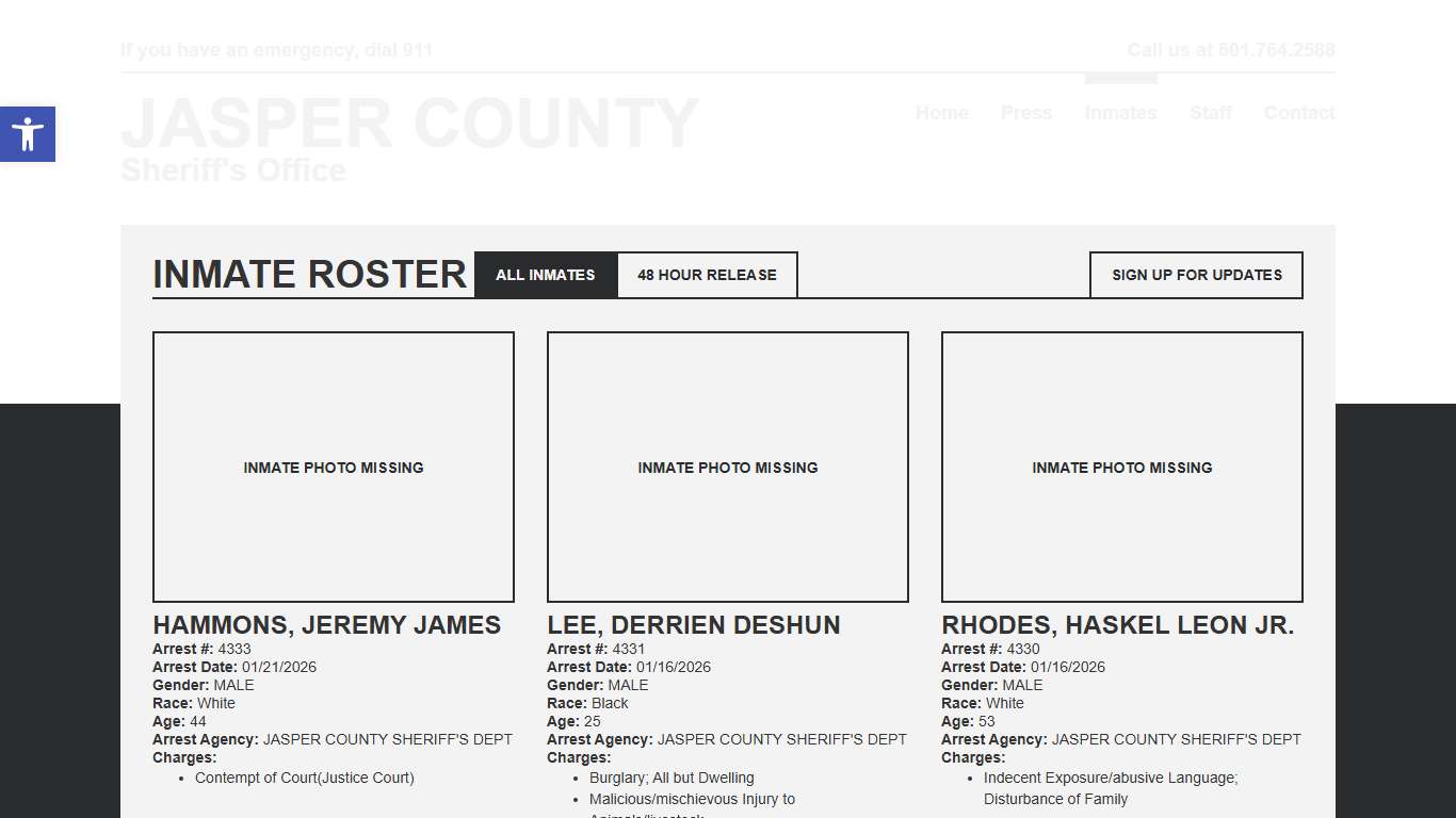 Inmate Roster | Jasper SO