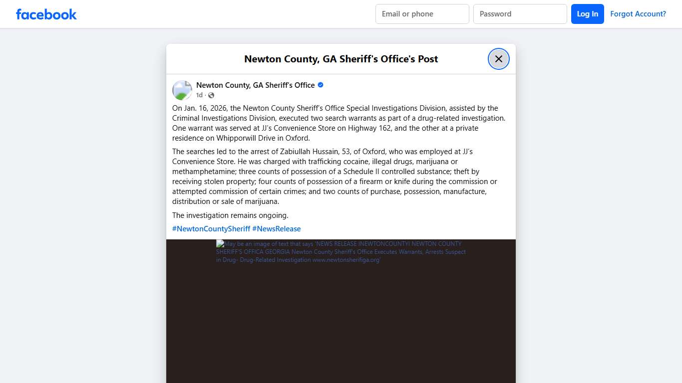 On Jan. 16, 2026, the... - Newton County, GA Sheriff's Office | Facebook